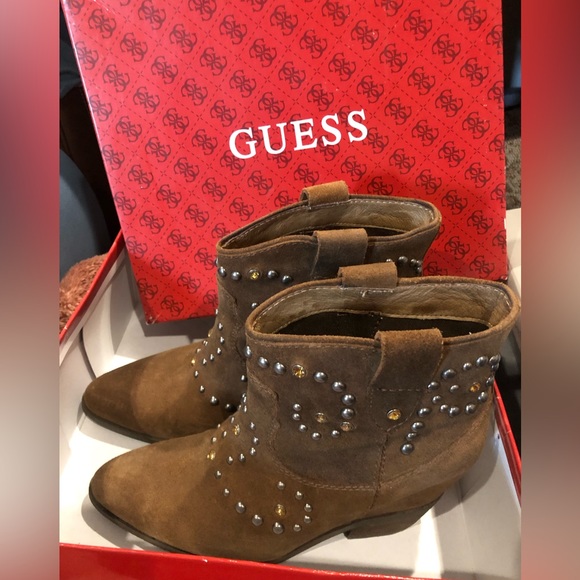 Guess Y2K Western Boots Camel Suede 7.5 M - Picture 4 of 9